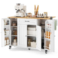 Ahomly 47.6" Kitchen Island with Storage, Drop Leaf, Knife Holder, White