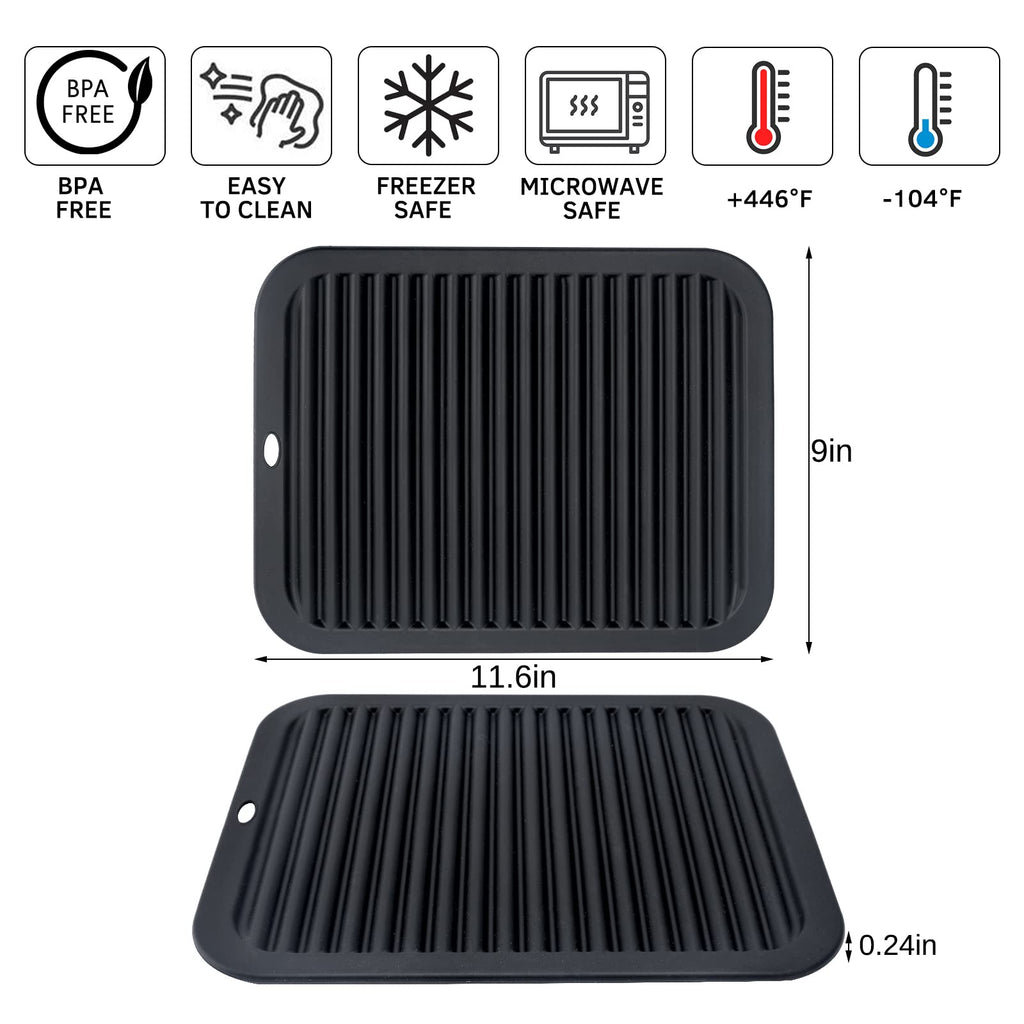 Silicone Trivets for Hot Pots and Pans, 3 Pack Heat Resistant Pot Holders for kitchen Large Silicone Trivet Mat for Hot Dishes, Black Hot Pads for Kitchen Counter, Hot Mats Spoon Rest, 9 * 12 Inches