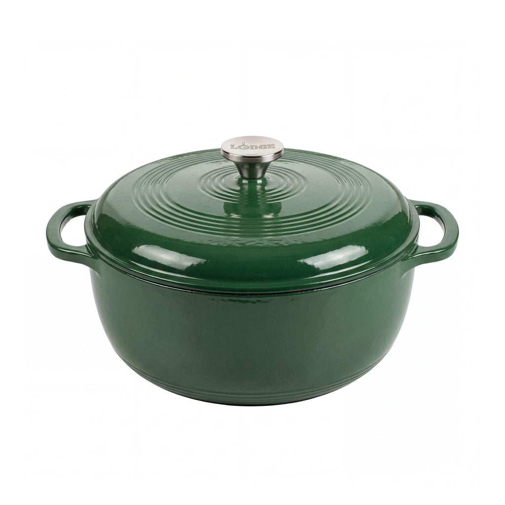 Lodge Essential Enamel Cast Iron Dutch Oven 6 Quarts - Perfect for Bread Baking, Braising, Marinating & Slow Cooking, Features Moisture-Sealing Lid & Dual Handles, Kitchen Essentials, Evergreen