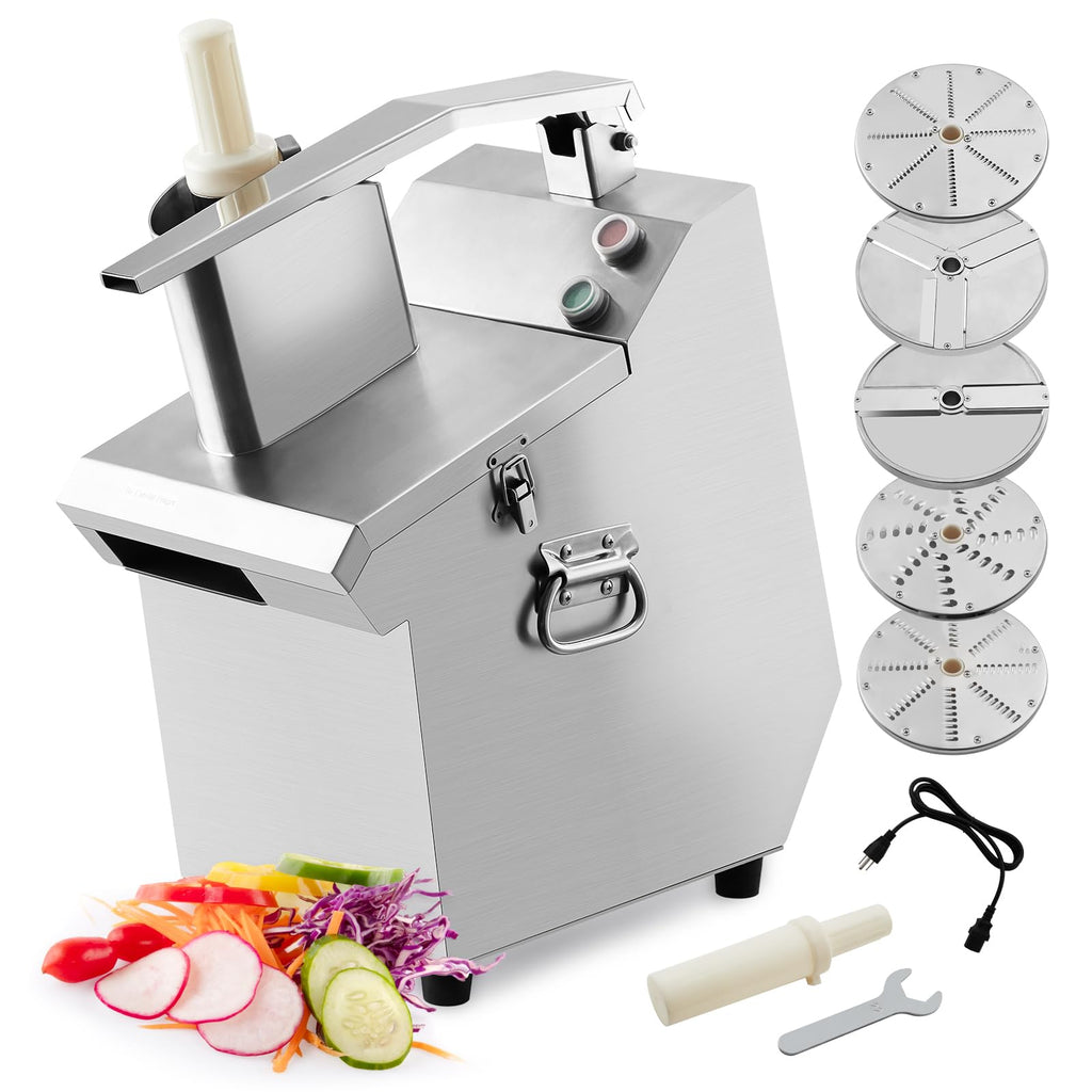 HarmoHaby Commercial Food Processor with 5 Blades, Electric Vegetable Slicer & Chopper for Restaurant Kitchen - Stainless Steel Multifunctional Shredder, Slicer