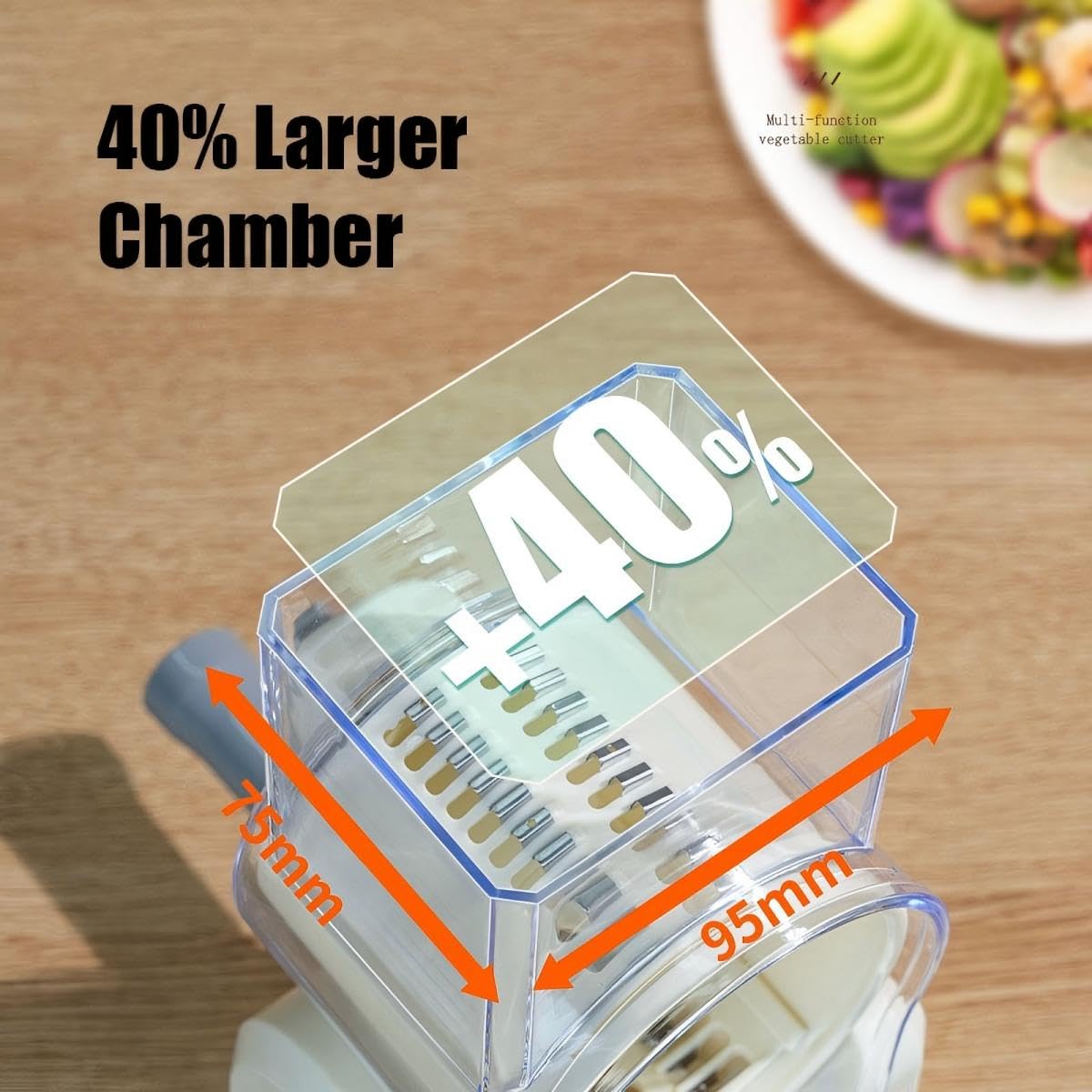 Rotary Cheese Grater with Hand Crank, Multi-Purpose Shredder Slicer with 5 Interchangeable Stainless Steel Blades for Shredding, Slicing, and Grating Cheese, Vegetables, and Fruit (Beige)