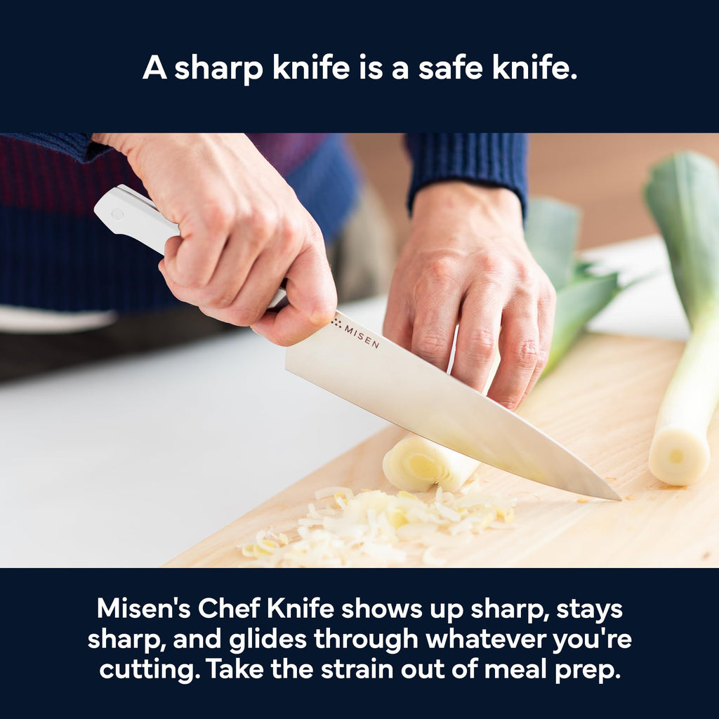 Misen 8 Inch Chef Knife, AUS-10 Japanese Stainless Steel - White