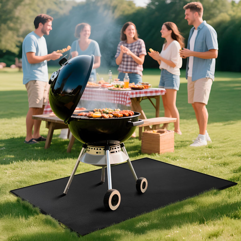 Eongreat 48x30 inch Under Grill Mats for Outdoor Grill, Double-Thickened Fireproof Patio Deck Protector Mat, Oil-Proof Waterproof BBQ Mat for Under Grill, Fireplace/Fire Pit Mat Grill Floor Pads