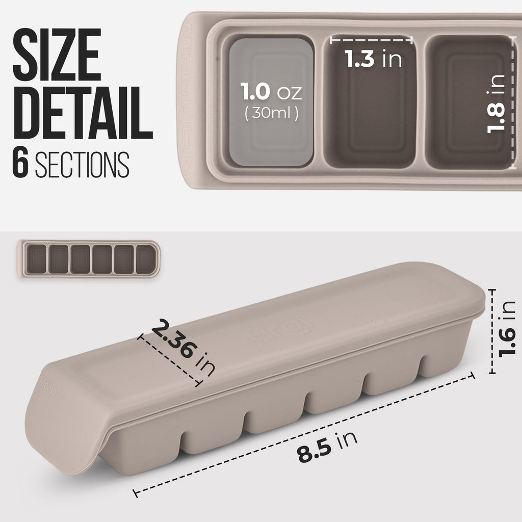 Firgi Silicone Ice Cube Freezer Tray with Lid, 100% Food-Grade Platinum Silicone,Leak Resistance & Dishwasher Safe for Baby Food Prep,Breast Milk,Purees - Korean Made (4 Sets 1 oz/6 Sections)