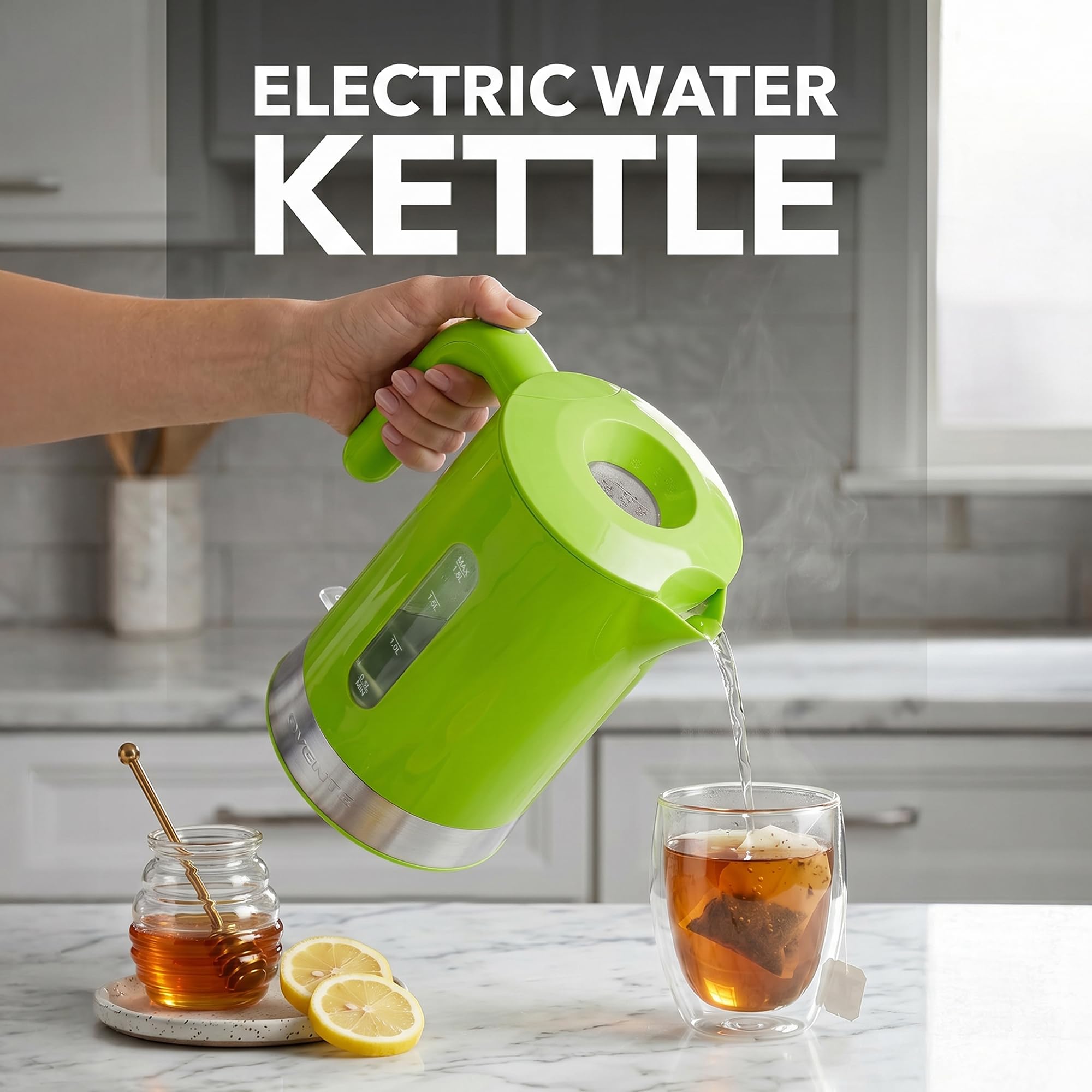 OVENTE 1.8L Electric Kettle with 1500W Fast Boiling Heater, Green KP413G