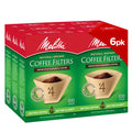 Melitta #4 Unbleached Coffee Filters, Premium, Natural Brown, Flavor Enhancing Coffee Filters for 8-12 Cup Coffee Makers, Kosher Certified, Compostable, 100 Count (Pack of 6)