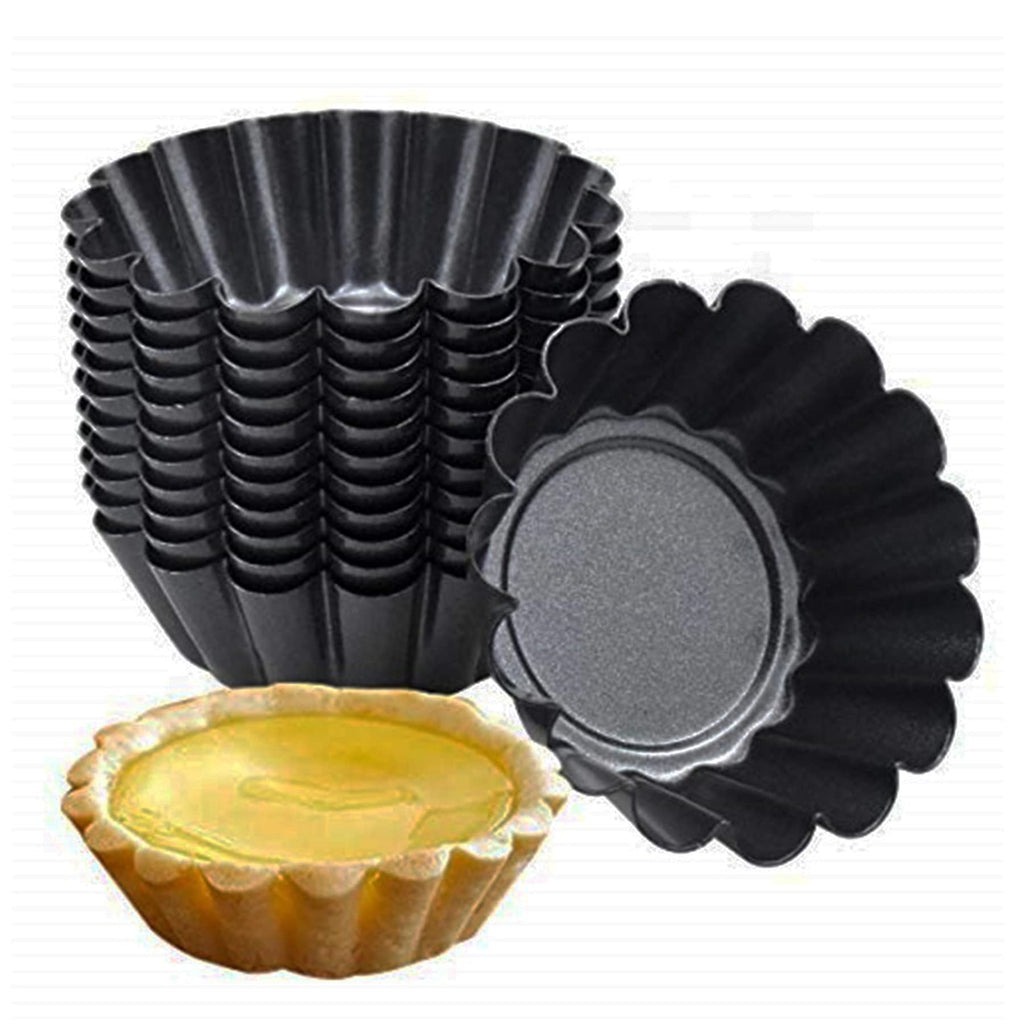 MGGi 12 Packs Egg Tart Mold, Bigger Size 3 x 0.9inch, Non-Stick Pan Carbon Steel Cake Molds, Mini Pie Mould, Muffin Cupcake Pudding Baking Cup Maker - for Pies, Chinese Egg Tart, Cakes