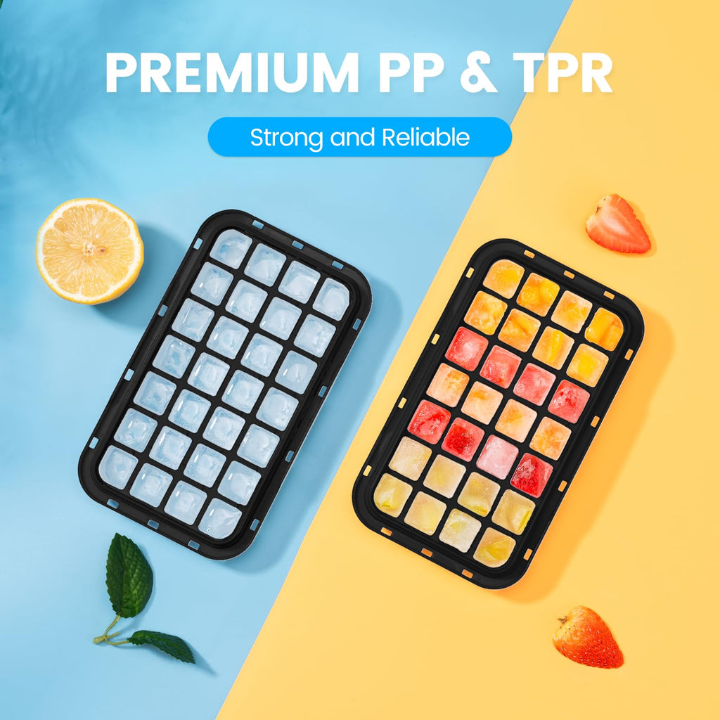 PHINOX Ice Cube Tray with Lid and Bin, Easy Release 56 Cubes for Freezer