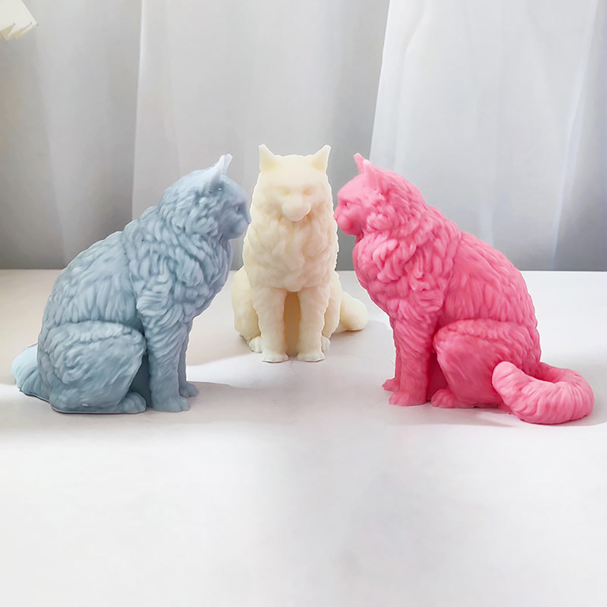 3D Cat Animal Cylinder Candle & Resin Mold - Resin Casting Silicone Molds for Home Decor & Candle Making Wave Spiral Mold
