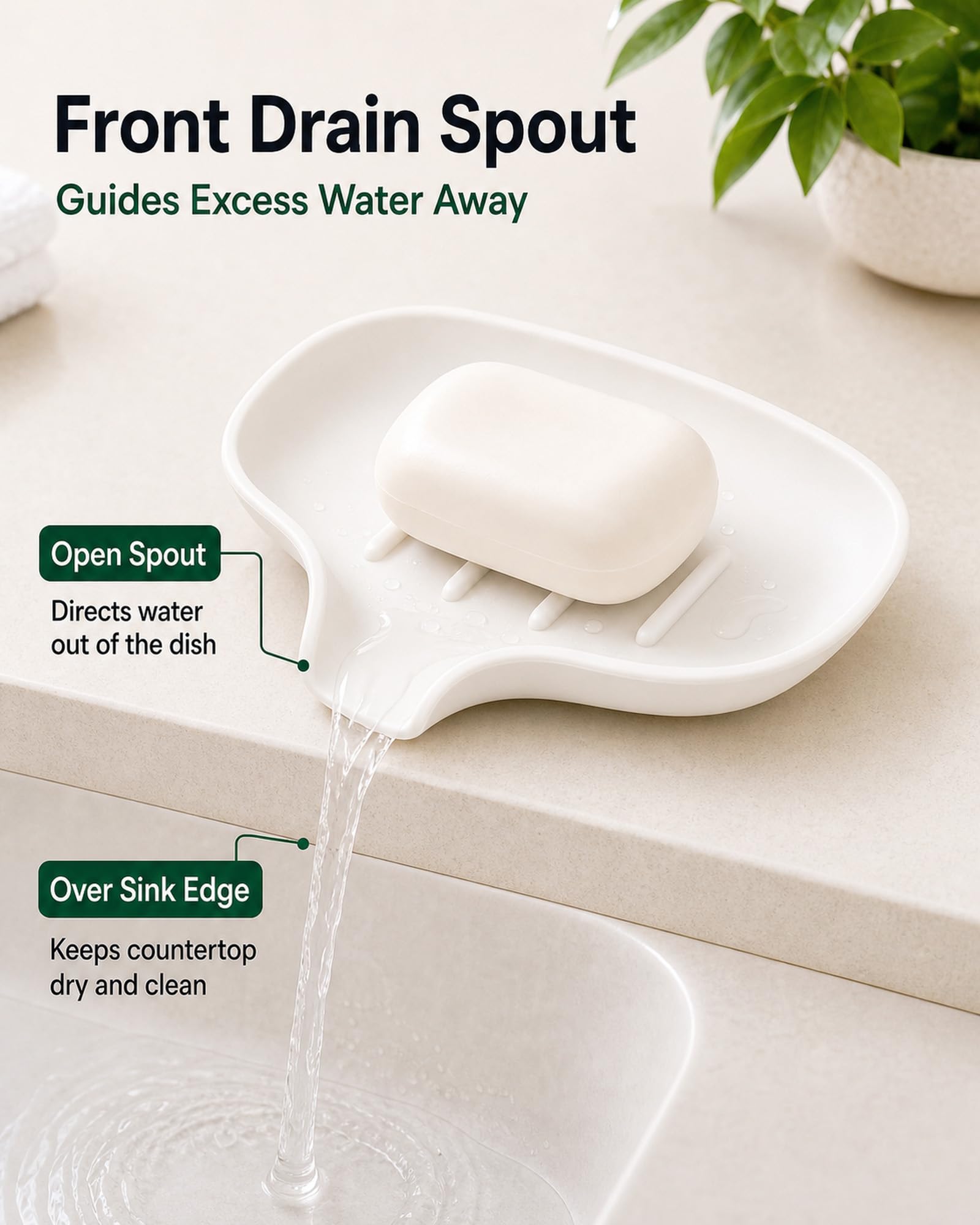 3 Pack Soap Bar Holder, AIMAIAIMAI Self Draining Soap Dish, Quick Drainage, Soap Dishes for Bathroom, Shower, Silicone Soap Tray for Kitchen, Dishwasher Safe (White)
