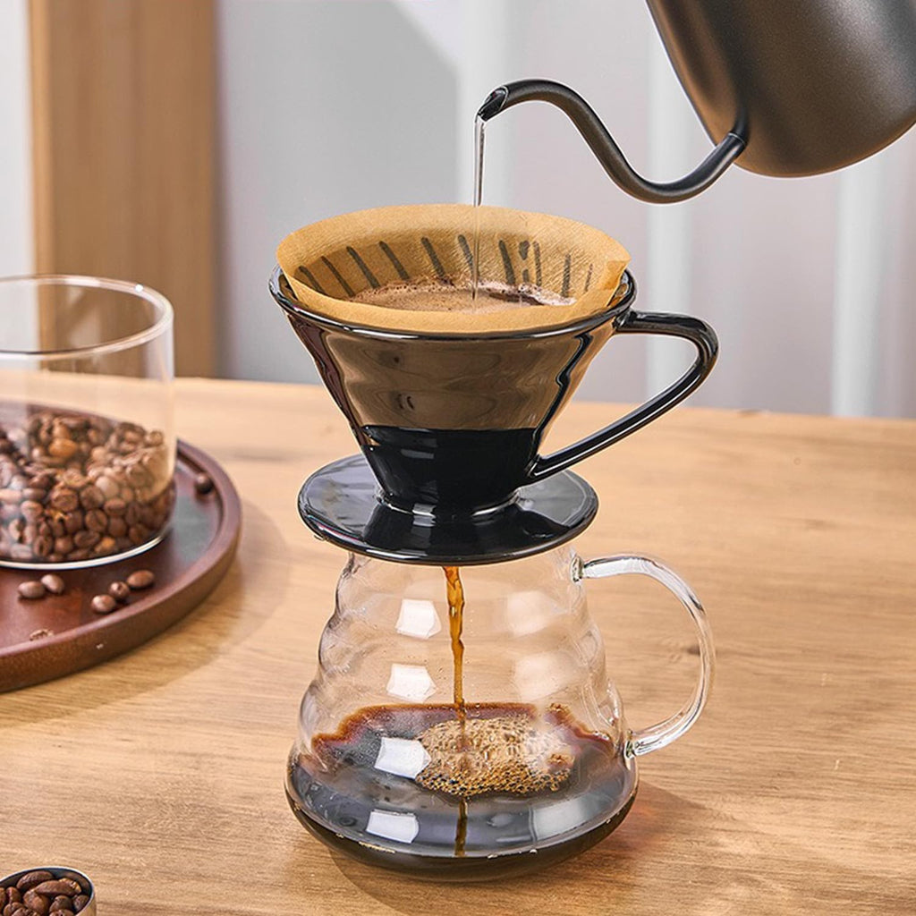 Marirao Pour Over Coffee Maker, Single Cup Coffee Dripper, Manual Porcelain Slow Brewing Accessories for Travel, Camping, Office, Home, Cafe, Coffee Gifts (Black, Large)