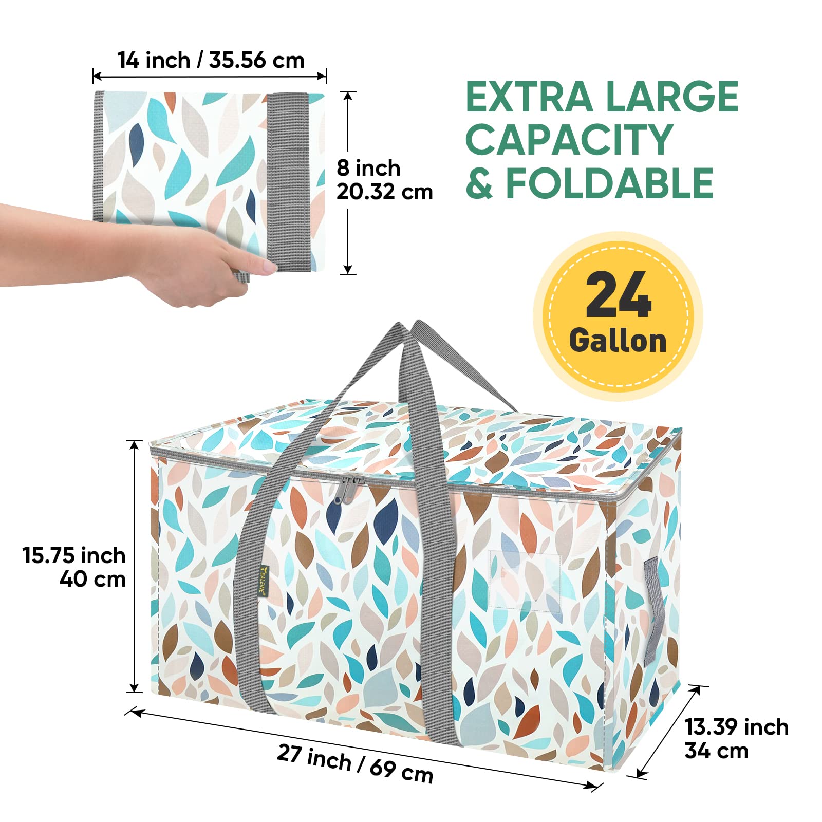 BALEINE 8-Pack Oversized Moving Bags with Reinforced Handles, Heavy-Duty Storage Tote for Clothes, Moving Supplies (Mosaic, 8-Pack)