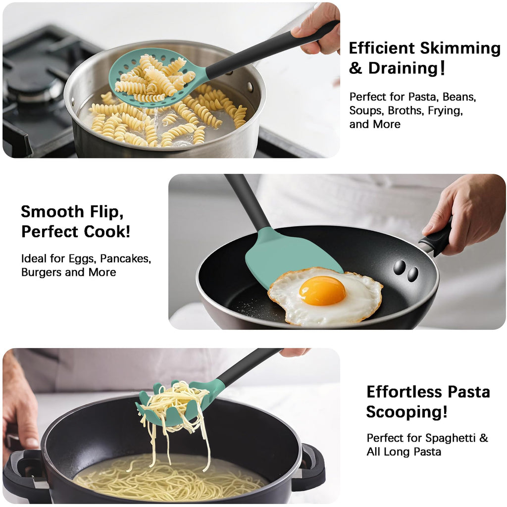 Coukre Silicone Kitchen Cooking Utensils Set, Heat Resistant, 14-Piece