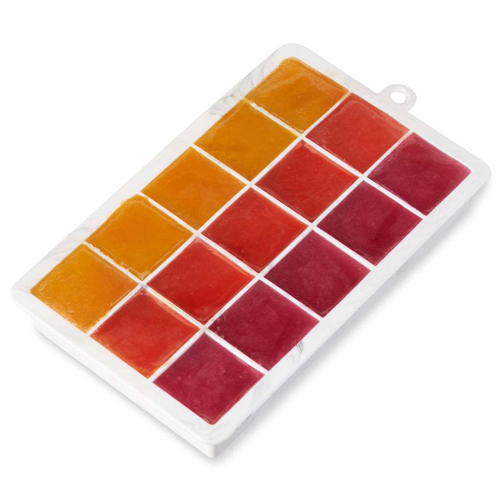 Host Ice Cube Tray with Lid, Makes 15 1.25" Cubes, Durable Silicone Trays, Perfect for Cocktails, Beverages, Mocktails, Iced Coffee, Tea, Infused Water, Kitchen Essentials, Set of 1, Marble