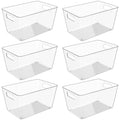 6 Pack Clear Plastic Storage Bins, 11" Large Pantry Organizer Bins with Handles, Plastic Containers for Refrigerator,BPA-Free Perfect for Kitchen,Fridge,Cabinet,Pantry,Bathroom,Closet Organization
