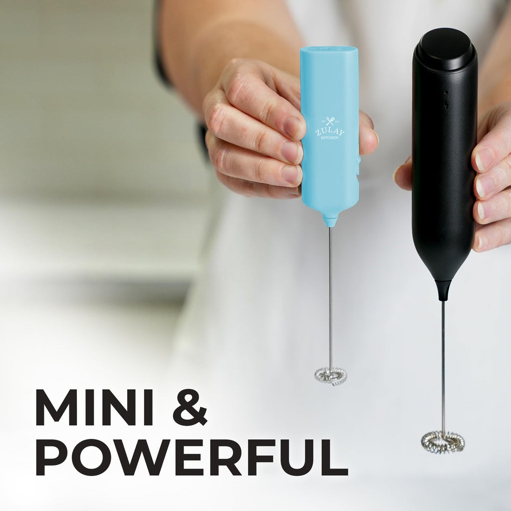 Mini & Mighty Milk Frother Wand – Powerful Handheld Coffee Frother, Battery Operated Drink Mixer – Compact Pocket Size – Detachable Whisk for Latte, Cappuccino, Matcha, Hot Chocolate
