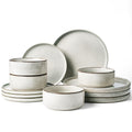 Famiware Annecy 12-Piece Stoneware Dinnerware Set, Grey White