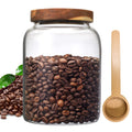 OULOVECO Glass Coffee Storage Jar with Lids Scoop Round Glass Coffee Ground Containers Borosilicate Glass Food Canister for Cereals Oats Beans Nut Sugar Candy Spice Rice Tea