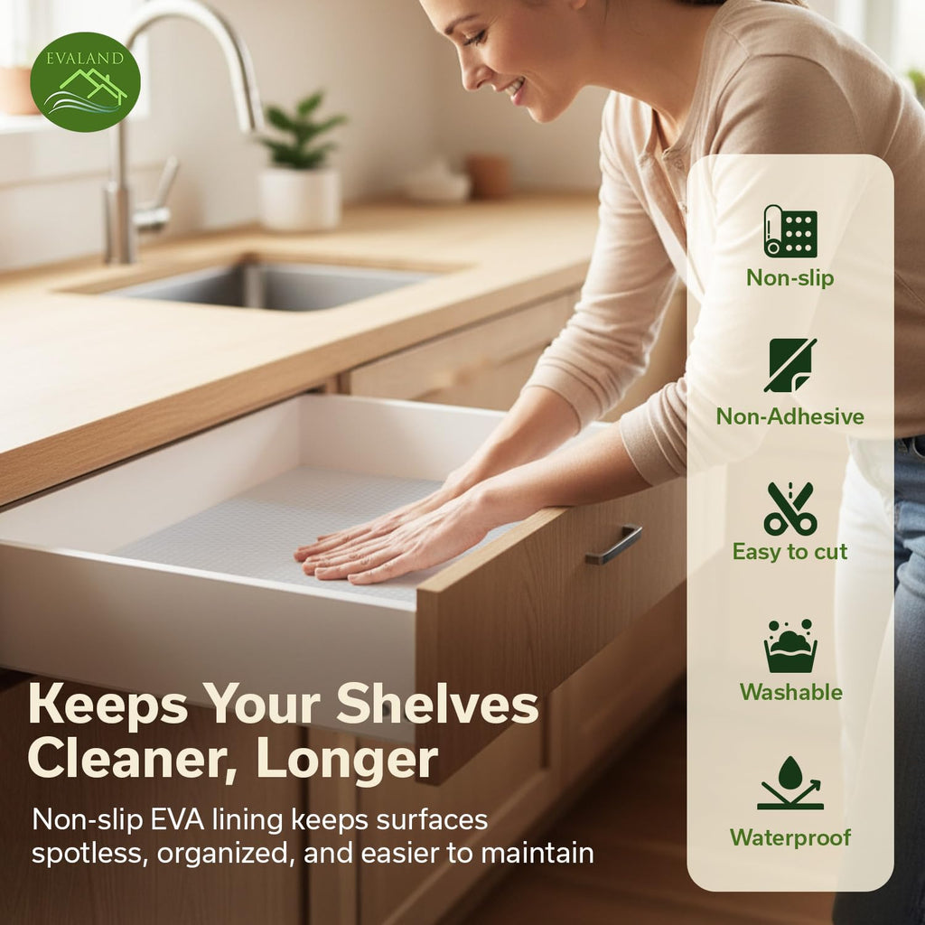 EVALAND Shelf Liner Cabinet Liner Non-Adhesive Drawer Liner 12 in x 20 FT