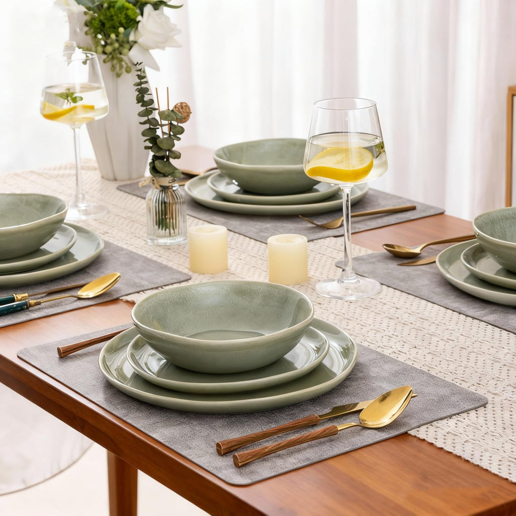 AmorArc Ceramic Dinnerware Sets for 8, 24Pcs Plates and Bowls Sets Dishes