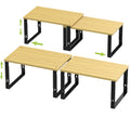 Adjustable Storage Shelves for Kitchen Cabinet Organization - Set of 2 Stackable Metal & Solid Wood Racks, Space-Saving Design for Countertop/Pantry/Garage, Easy Assembly(2 Packs/Medium/Black)