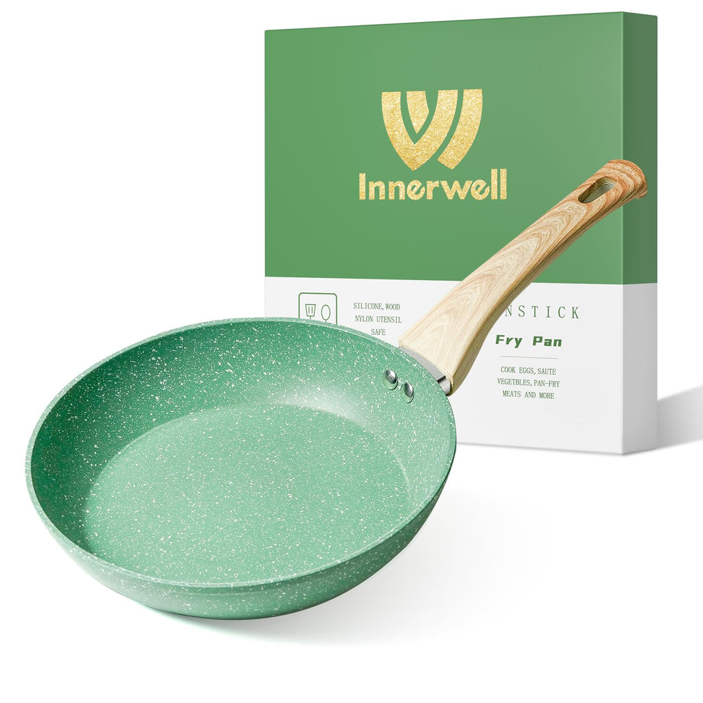 Innerwell Nonstick 9.5 Inch Skillet, Aluminum, Non-Toxic, PTFE & PFOA Free, Suitable for All Stovetops, Easy to Clean, Multipurpose