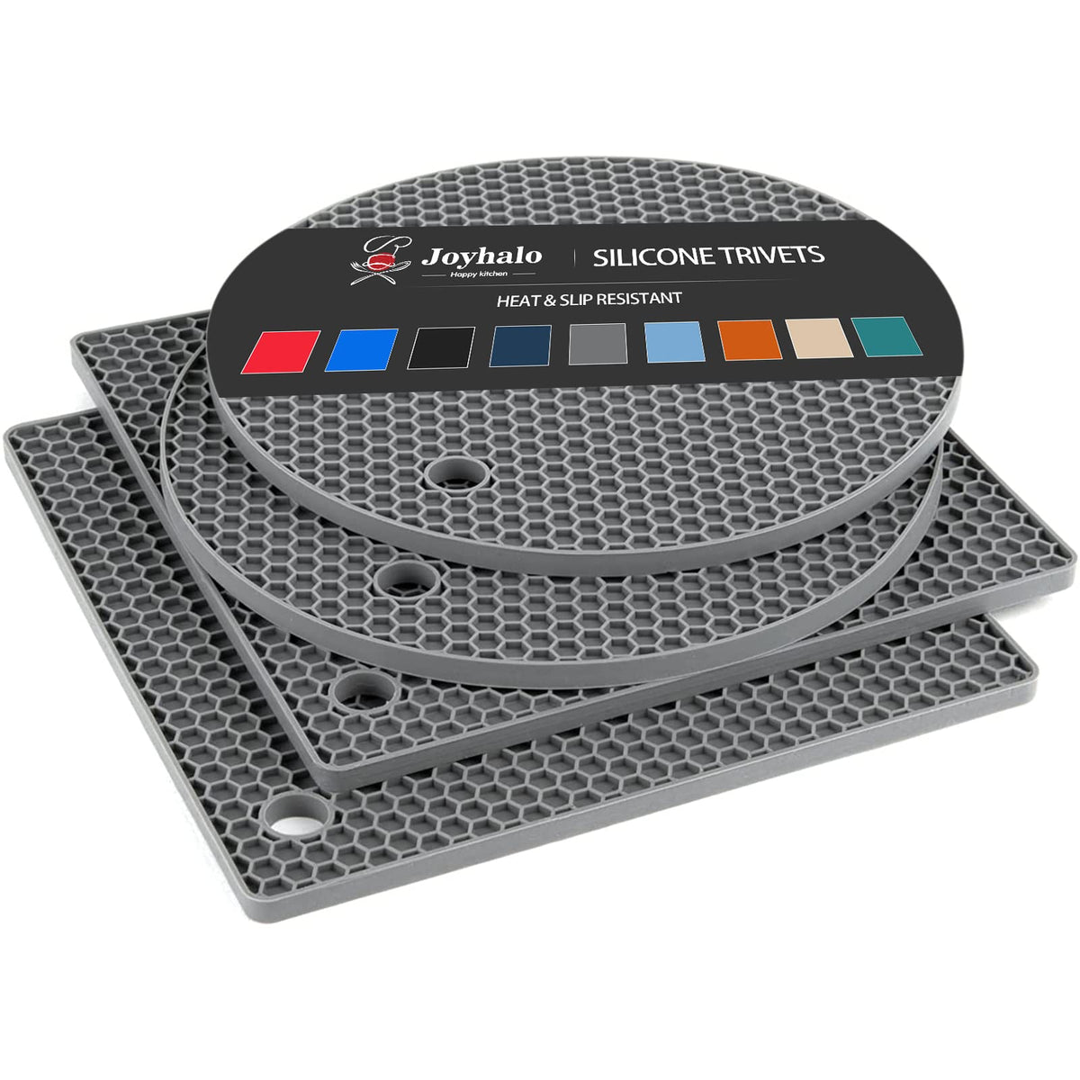 Joyhalo 4 Pack Silicone Trivet for Hot Dishes