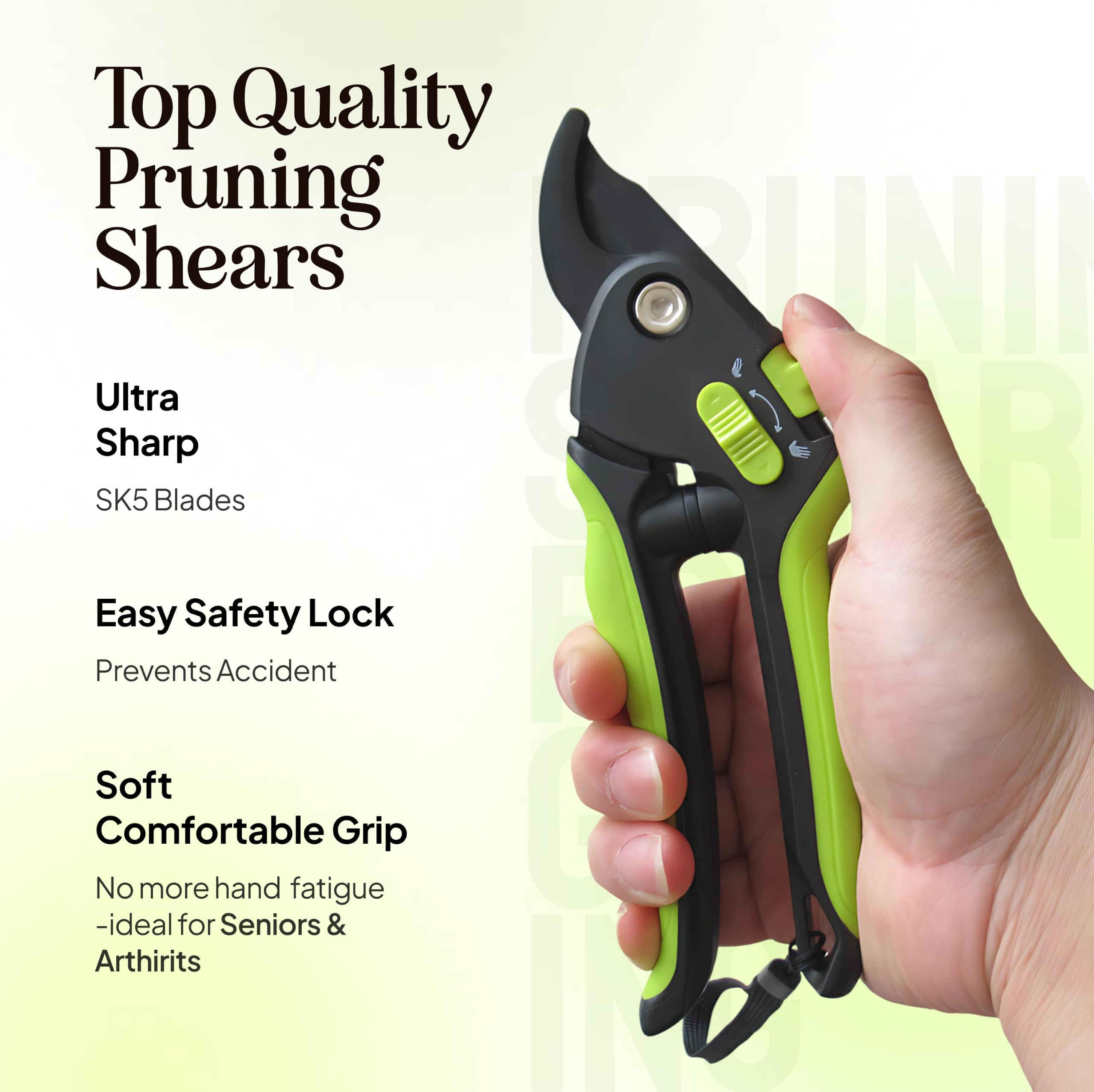 Ultra Sharp Pruning Shears Hedge Clipper – Cuts 3X Easier, Dual-Size Opening, Weak Hand Arthritis Clippers, Rust-Resistant Pruner, Effortlessly Cuts