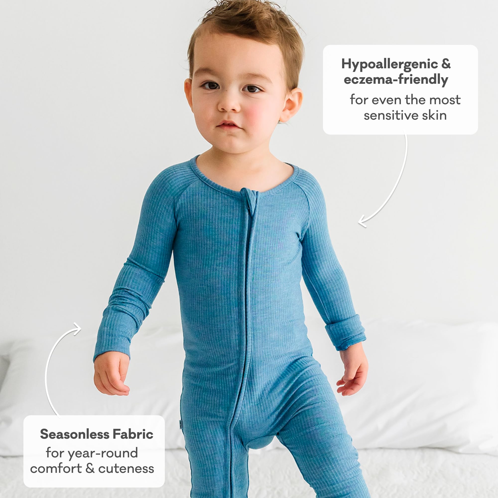 Little Sleepies Baby Pajamas, Heather Blue, 12-18M