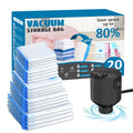 kissleaf 20 Pack Vacuum Seal Bags for Clothing with Electric Air Pump, Space Saver Vacuum Storage Bag for Clothes, Mattress, Blanket, Duvets, Pillows(4 Jumbo/4 Large/4 Medium/4 Small/4 Roll Up Bags)