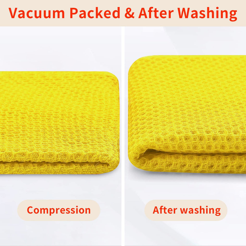 Homaxy 100% Cotton Waffle Weave Kitchen Dish Cloths, Ultra Soft Absorbent Quick Drying Dish Towels, 12 x 12 Inches, 8-Pack, Yellow