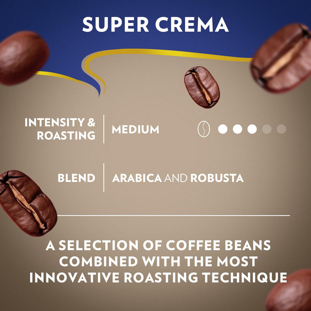 Lavazza Super Crema Whole Bean Coffee, Medium Espresso Roast, Arabica and Robusta Blend, 2.2 lb Bag (Pack of 2)