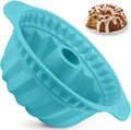 Kenond 9.5 Inch Silicone Fluted Cake Pan, Non-Stick, With Sturdy Handle