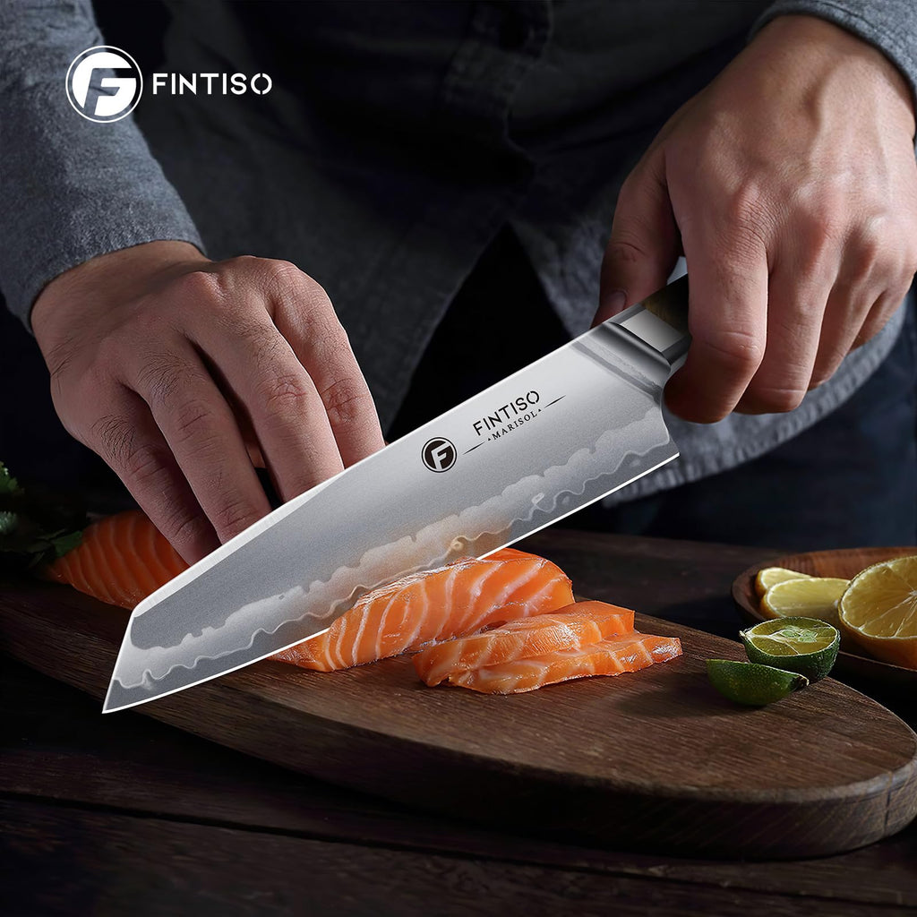 FINTISO 8" Chef Knife, S35VN Powder Steel Core Japanese Kitchen Knife
