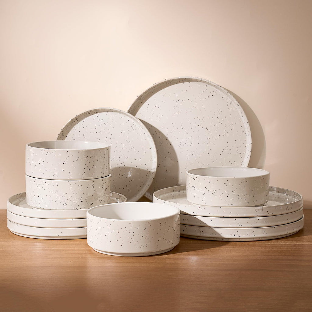 Famiware Nebula 12-Piece Stoneware Dinnerware Set, Creamy White