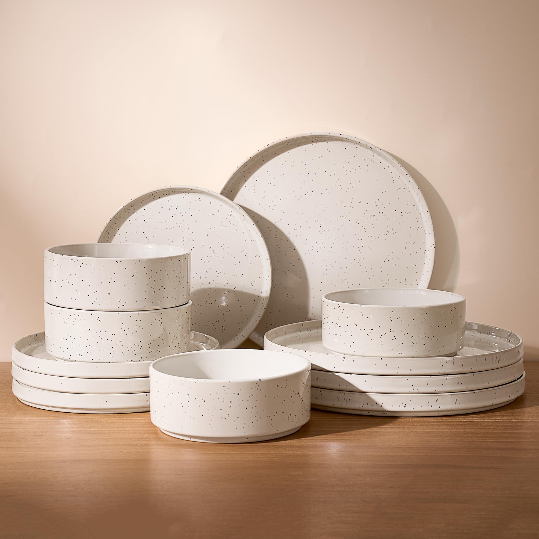 Famiware Nebula 12-Piece Stoneware Dinnerware Set, Creamy White