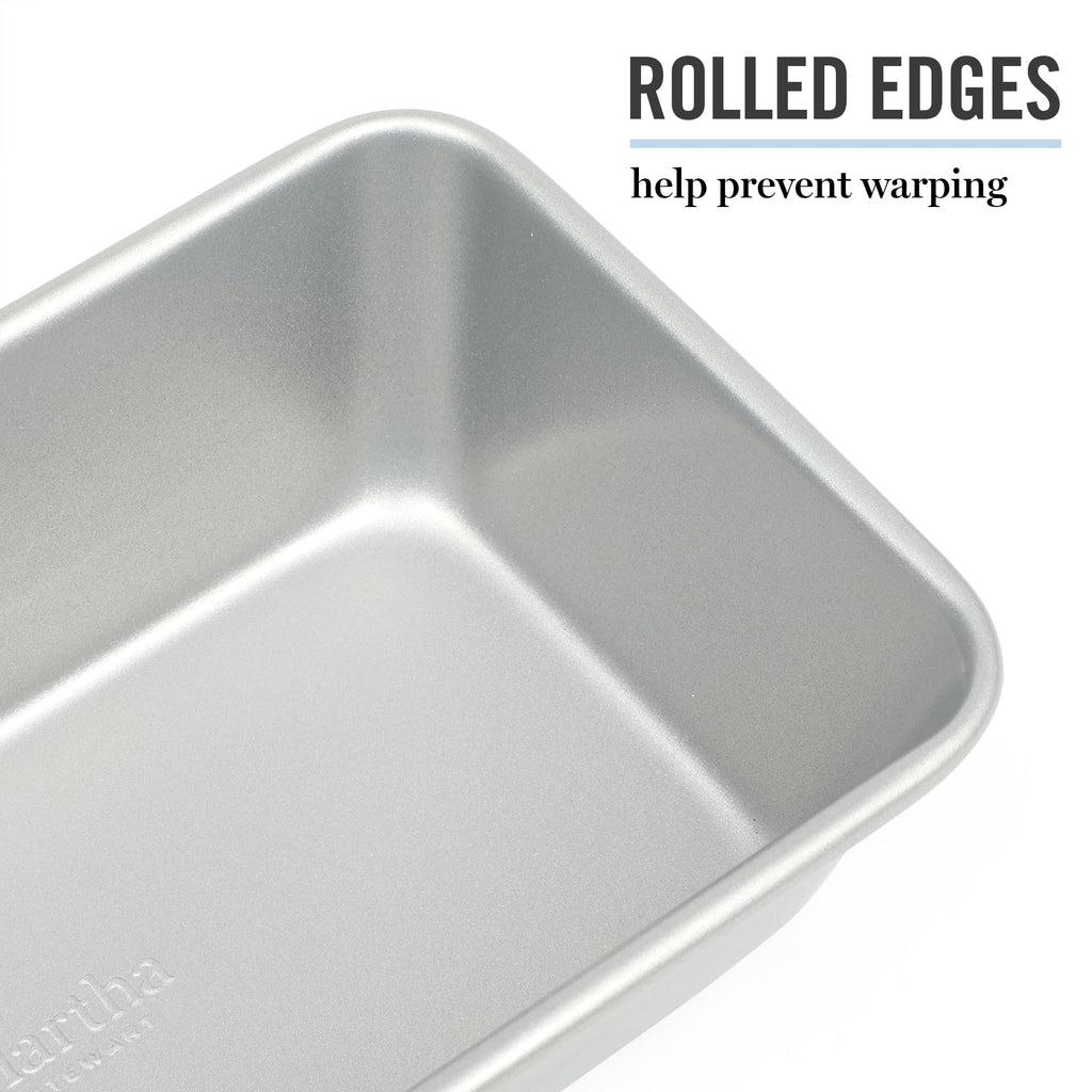 Martha Stewart Gallen 9 Inch Nonstick Carbon Steel Loaf Pan - Silver Durable Bakeware for Bread, Meatloaf & Cakes
