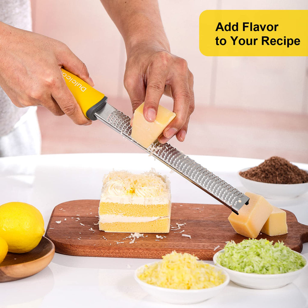 Professional Stainless Steel Lemon Zester & Grater - Premium Kitchen Tool for Cheese, Garlic, Ginger, Chocolate, Vegetables & Fruits | Dishwasher Safe