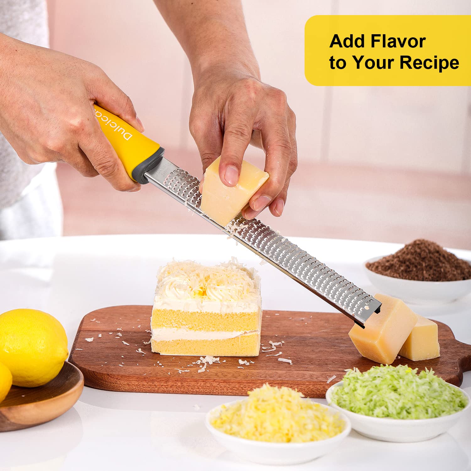 Professional Stainless Steel Lemon Zester & Grater - Premium Kitchen Tool for Cheese, Garlic, Ginger, Chocolate, Vegetables & Fruits | Dishwasher Safe