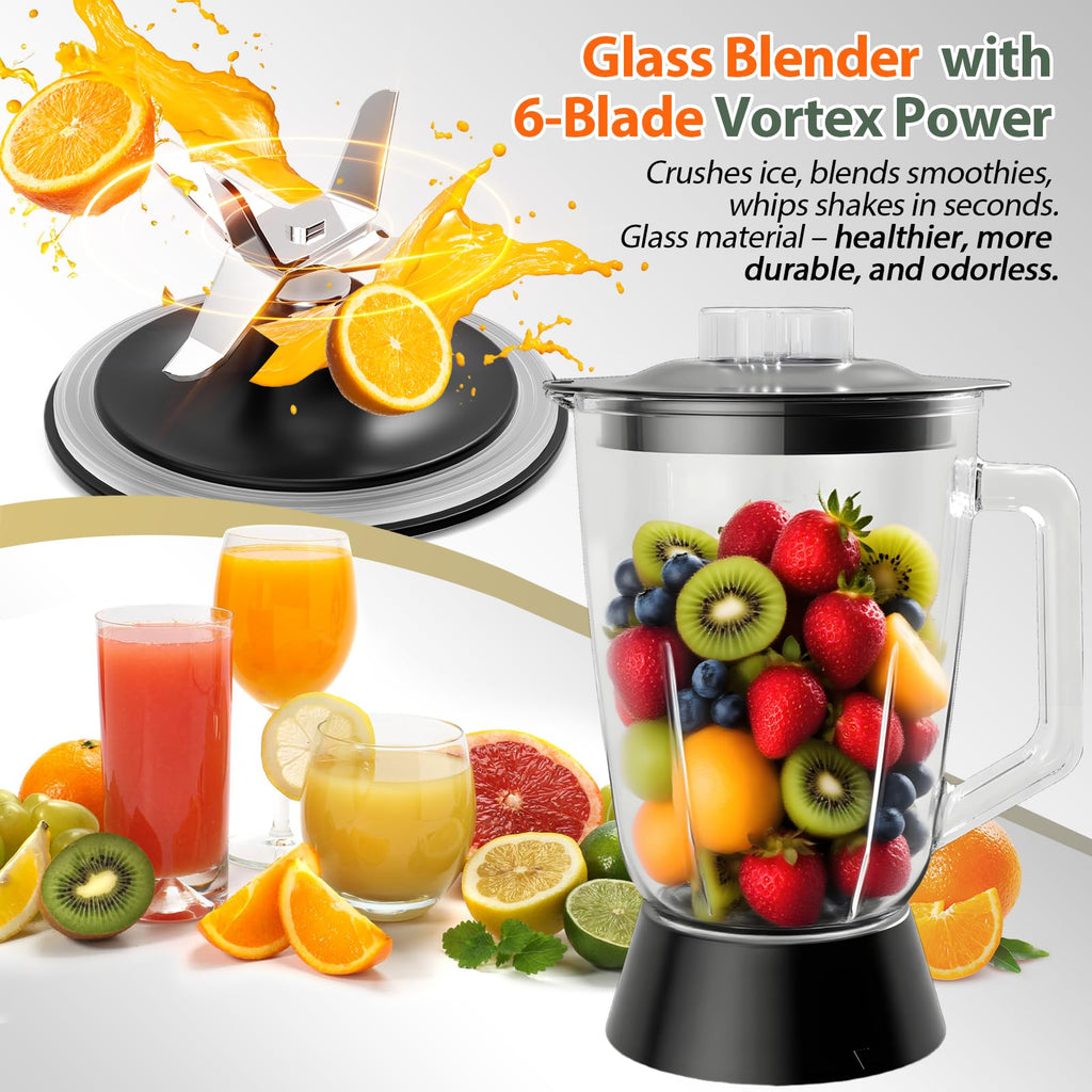 Food Processor and Blender Combo, 88 oz Food Chopper for Meat, Vegetable and Dough, 70 oz 700W Glass Jar Blender with 2 Speeds and Pulse for Smoothie, Nutrient Extractions, and More