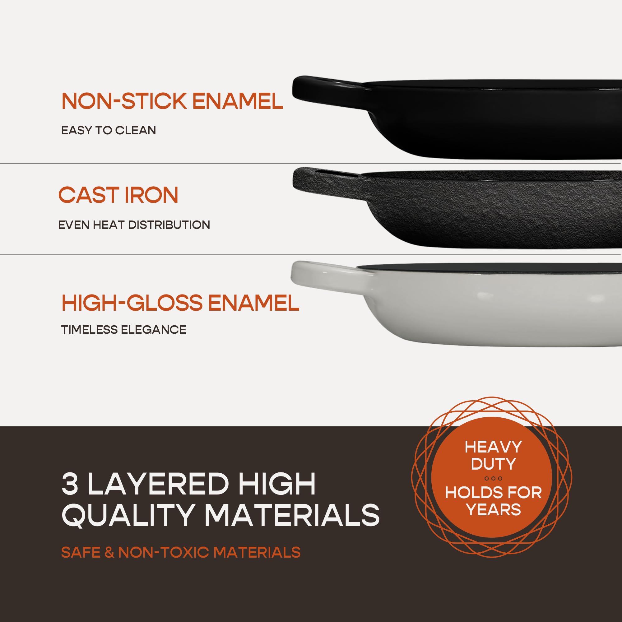 Krustic Enameled Cast Iron Dutch Oven for Sourdough Bread Baking | 6 Quart Round Pot with Lid | 10 Inch Ceramic Enamel Thick Coated Cookware Set with Non Stick Silicone Baking Mat for Cooking | 6 Qt | White