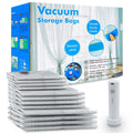 Vacuum Seal Bags 12-Pack with Wireless Pump, 4 Large/4 Medium/4 Sizes, Reusable Storage for Clothes Travel, Luggage & Suitcases, Portable Space Saver