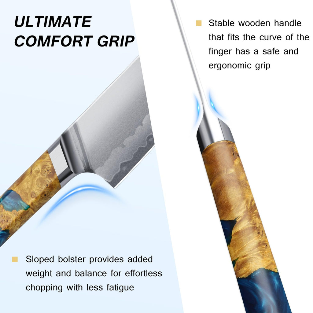 FINTISO 8" Chef Knife, S35VN Powder Steel Core Japanese Kitchen Knife