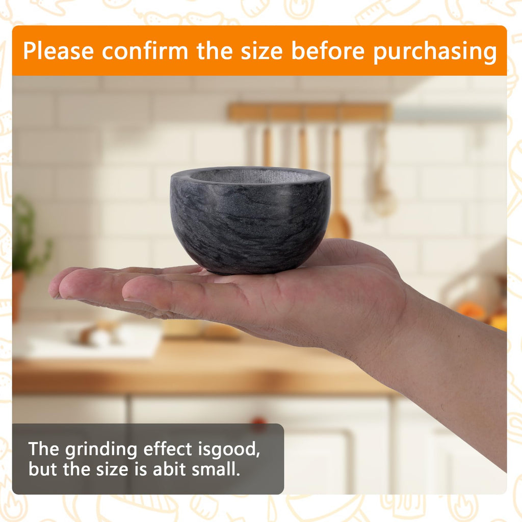 Tianman Small Mortar and Pestle Set 3.2 Inch.1/3 Cup.(Marble Black)