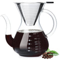 Unbreakable - Pour Over Coffee Maker with Double Stainless Filter 27 fl oz, Thickened Heat-Resistant Borosilicate Glass Pour Over Coffee Dripper, Stovetop Safe