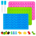 Gummy Candy Molds - Silicone Mini Gummy Bear/Dinosaur/Fruit Snack Molds with 2pcs Dropper,Non-stick and Bpa Free for Candy Chocolate Gummies Baking