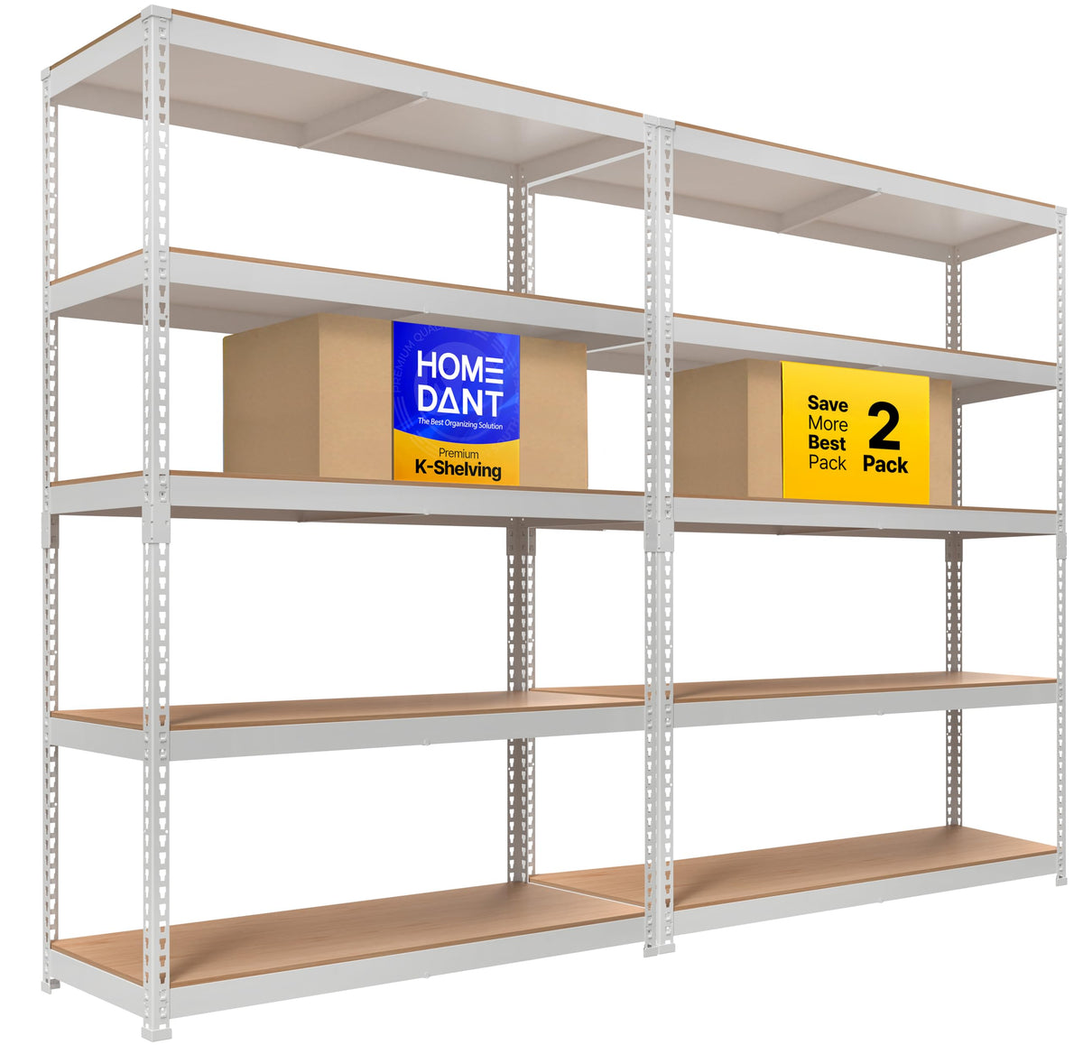 HOMEDANT White 28" W 5 Tier Storage Shelves Garage Shelving Unit Metal
