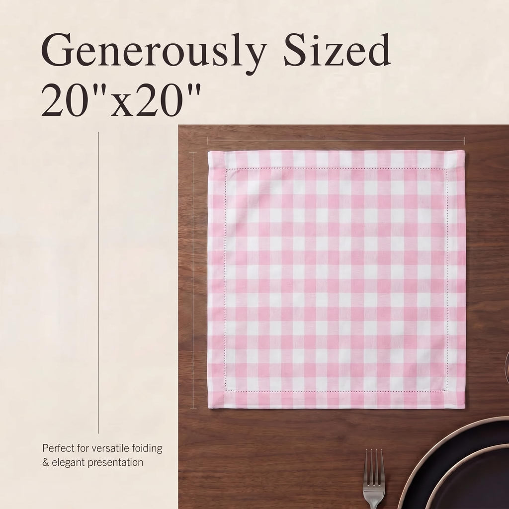 Urban Villa Cloth Napkins Cotton 12x12 (Set of 12) Pink/White