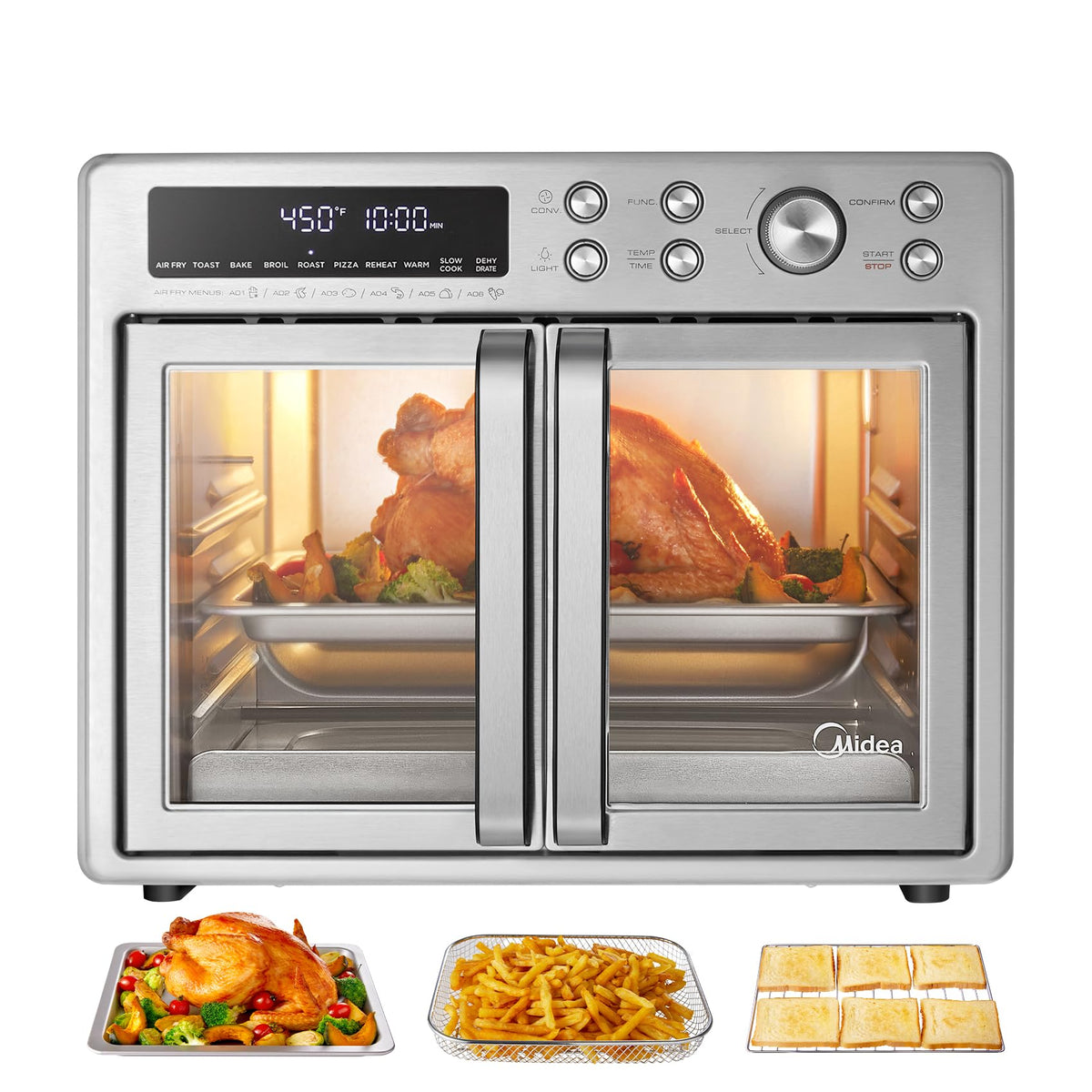 Midea Flexify Classic French Door Toaster Oven Air Fryer Combo, 26.4 QT