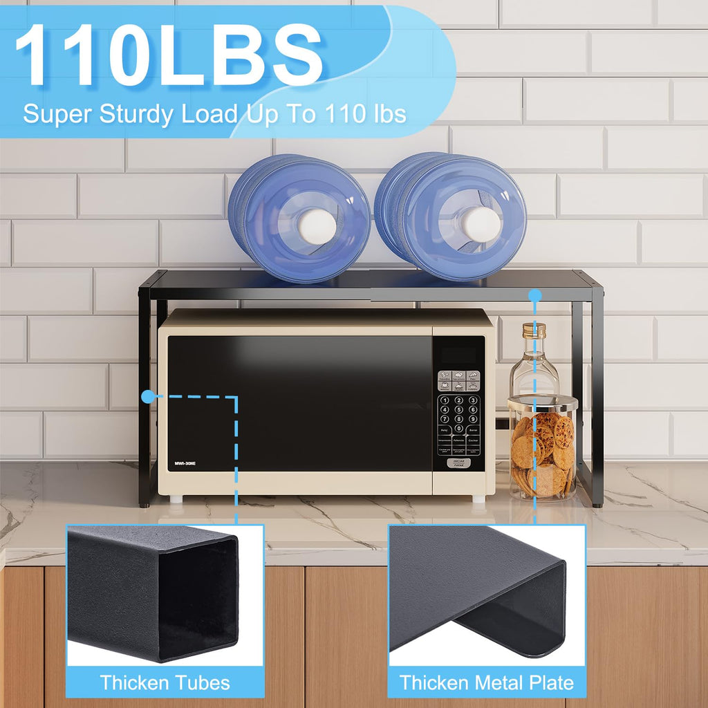 Expandable Metal Storage Shelves, 110LBS Heavy Duty Shelving Units and Storage for Pots Pans Small Appliances, Adjustable Metal Storage Shelf Organizer Rack for Kitchen Cabinets Closet Pantry Garage